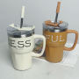 Q600J - Newest 600ML Double Wall Stainless Steel Insulated Coffee Mug With Metal Straw