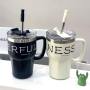 Q600J - Newest 600ML Double Wall Stainless Steel Insulated Coffee Mug With Metal Straw