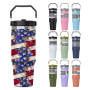 Q900C-30OZ Powder Coated Stainless Steel Tumbler Insulated Travel Coffee Mug With Handle