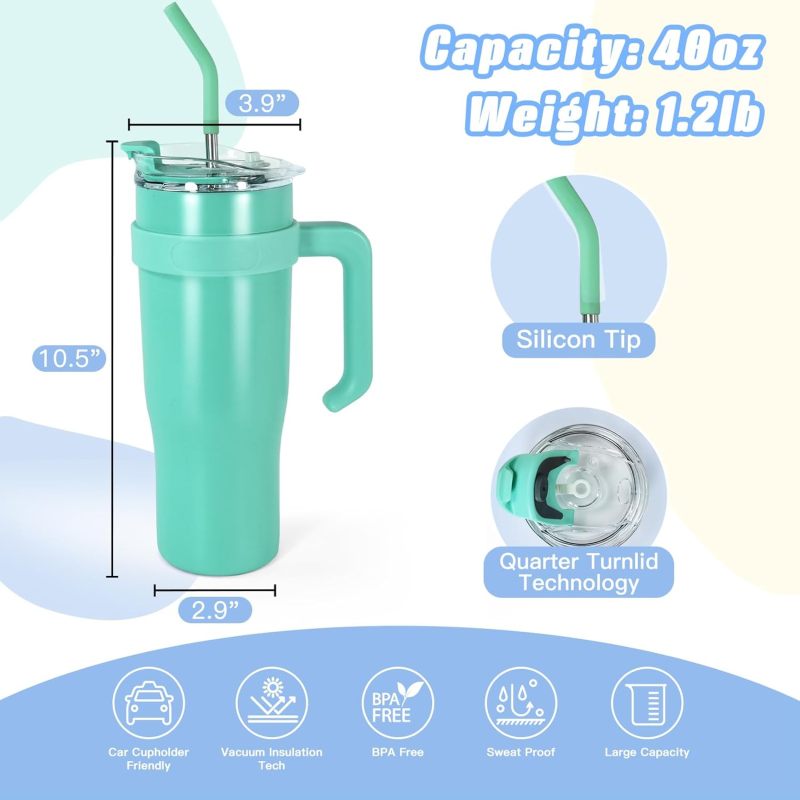 Q900R- 30oz Tumbler with Handle and Straw Lid, Insulated Stainless Steel Travel Coffee Mug