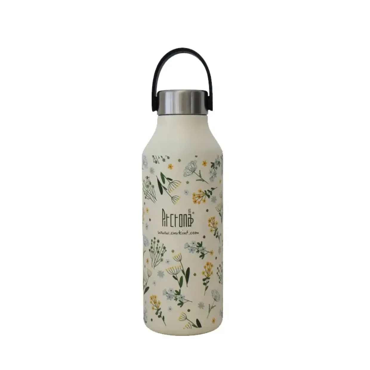 S500AK-500ml 3D floral pattern designDouble wall stainless steel vacuum bottle with handle