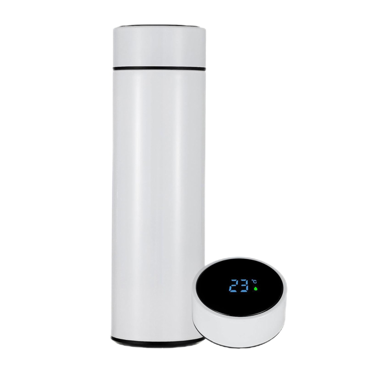 T450-450ML Temperature display double walled vacuum insulated water bottle, stainless steel automotive travel bottle BPA-free leak proof keep cold/warm.