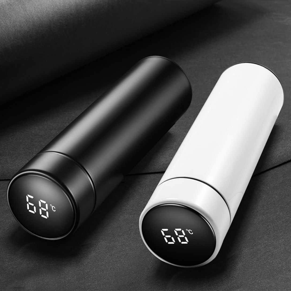 T450-450ML Temperature display double walled vacuum insulated water bottle, stainless steel automotive travel bottle BPA-free leak proof keep cold/warm.