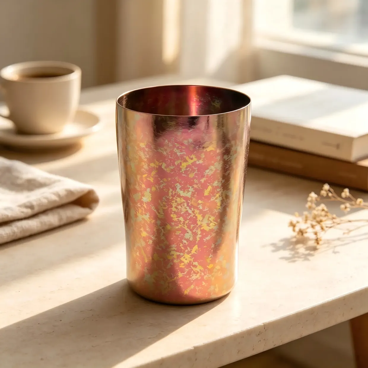 Ti300B-300ml Pure Titanium Double-Wall Vacuum Insulated Tumbler, Lightweight & BPA-Free, for Hot & Cold Drinks