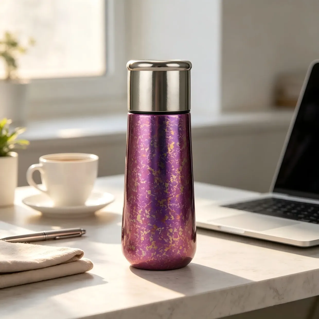 Ti400-400ml Pure Titanium Double-Wall Vacuum Insulated Bottle, Lightweight & BPA-Free, for Hot & Cold Drinks