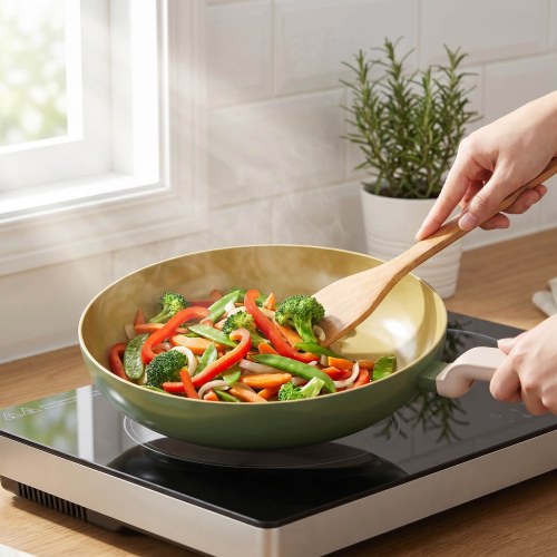 Amvegan 28cm Wok Pan Pressed Aluminum