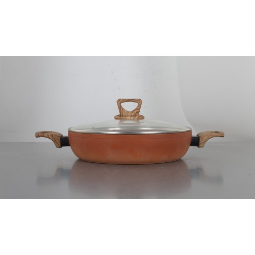 Terracotta 24cm Casserole W/Lid Pressed AL