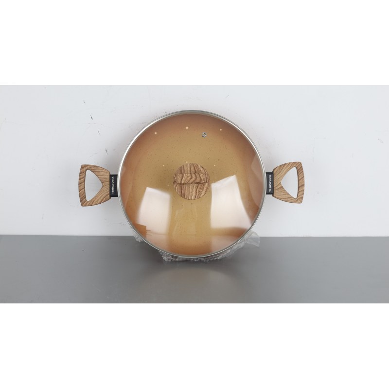 Terracotta 20cm Casserole W/Lid Pressed AL