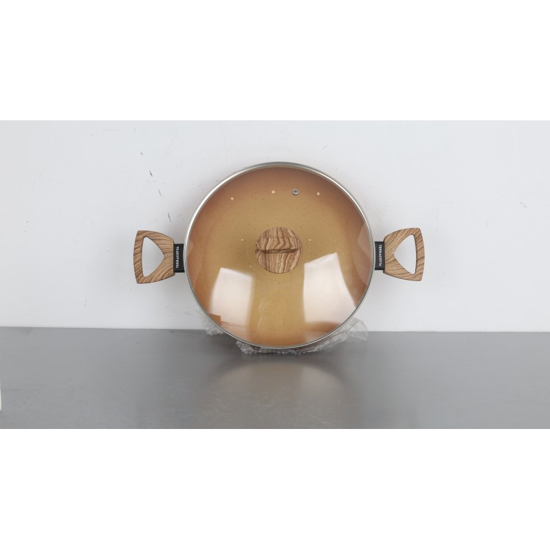 Terracotta 20cm Casserole W/Lid Pressed AL