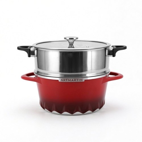Artmartin 26cm Casserole W/Steamer +Lid Die-Cast Aluminum