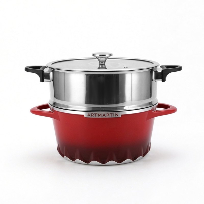 Artmartin 26cm Casserole W/Steamer +Lid Die-Cast Aluminum