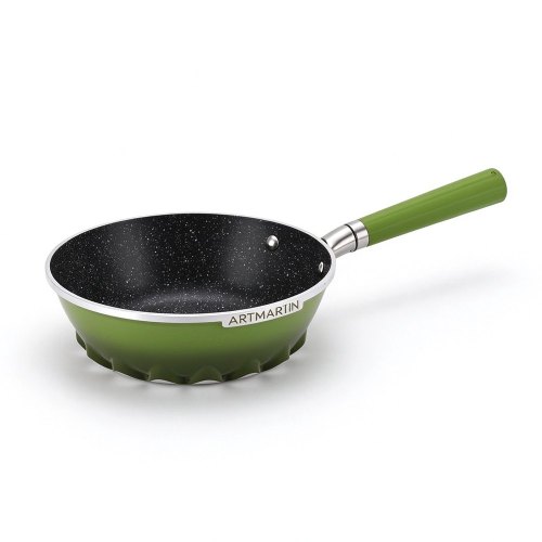 Artmartin 24cm Wok Pan W/Lid Die-Cast Aluminum