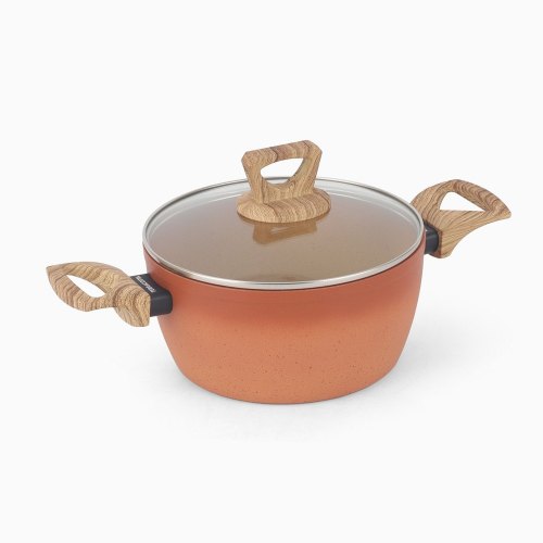 Terracotta 24cm Casserole W/Lid Pressed AL