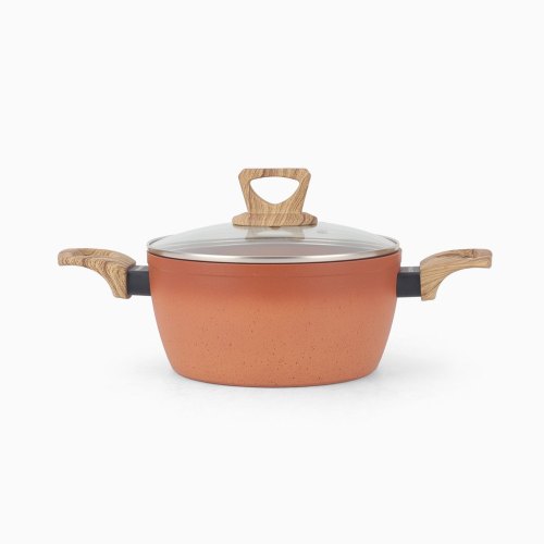 Terracotta 24cm Casserole W/Lid Pressed AL