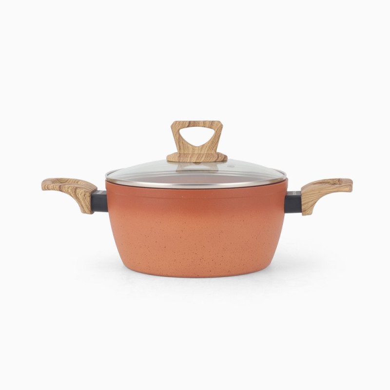 Terracotta 20cm Casserole W/Lid Pressed AL