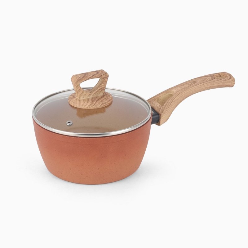 Terracotta 18cm Sauce Pan W/Lid Pressed AL