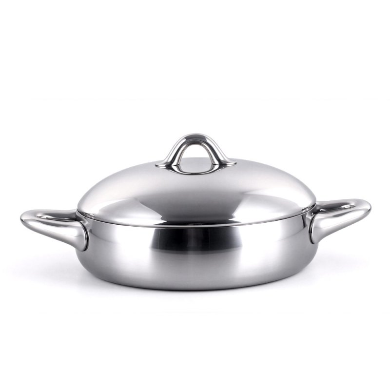 Stellar 24cm Shallow Pot W/Lid Tri-Ply S.S