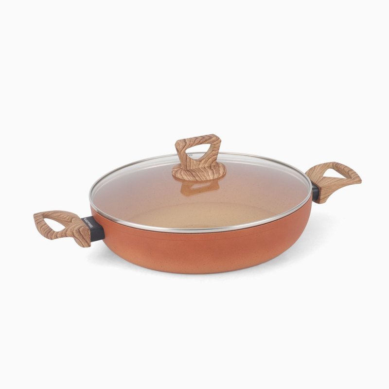 Terracotta 28cm Shallow Pot W/Lid Pressed AL