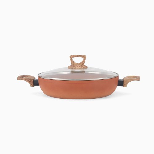 Terracotta 28cm Shallow Pot W/Lid Pressed AL
