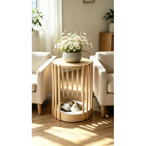 Side Table with Cat House