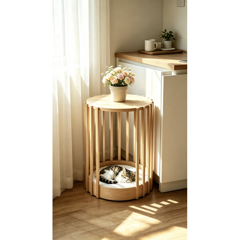 Side Table with Cat House
