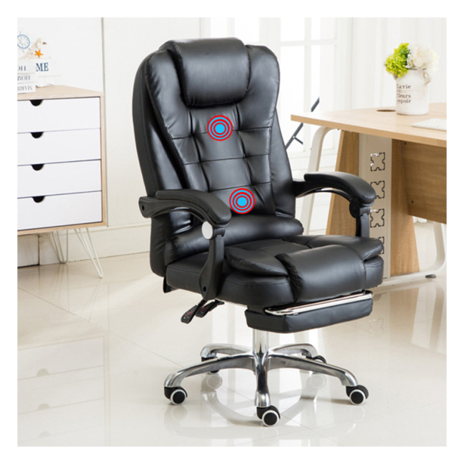 Silla de oficina ejecutiva con brazos de apoyo lumbar, silla de cuero PU giratoria con ruedas de masaje