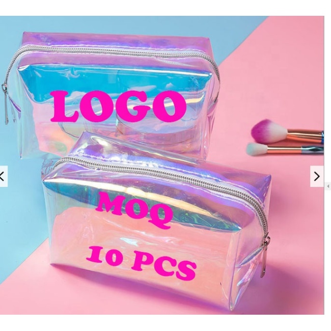 Bolsa de maquillaje cosmético organizador holográfico de PVC de viaje personalizado