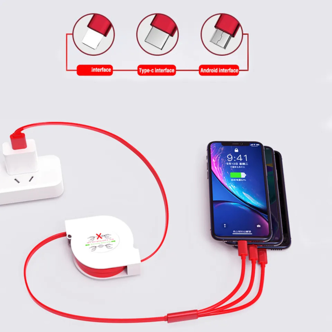 3 In 1 Durable Usb Fast Charging Data Cable For Iphone For Samsung For Android custom logo