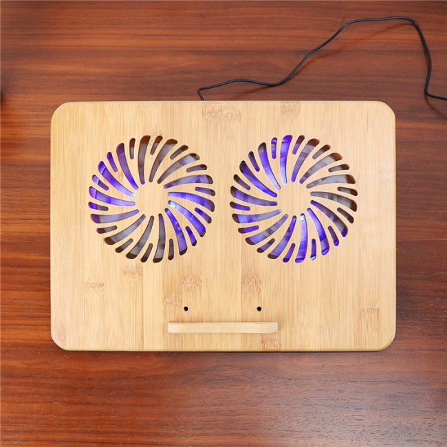 Almofada de resfriamento para laptop de madeira de bambu personalizada para mesa de computador para resfriamento de laptop