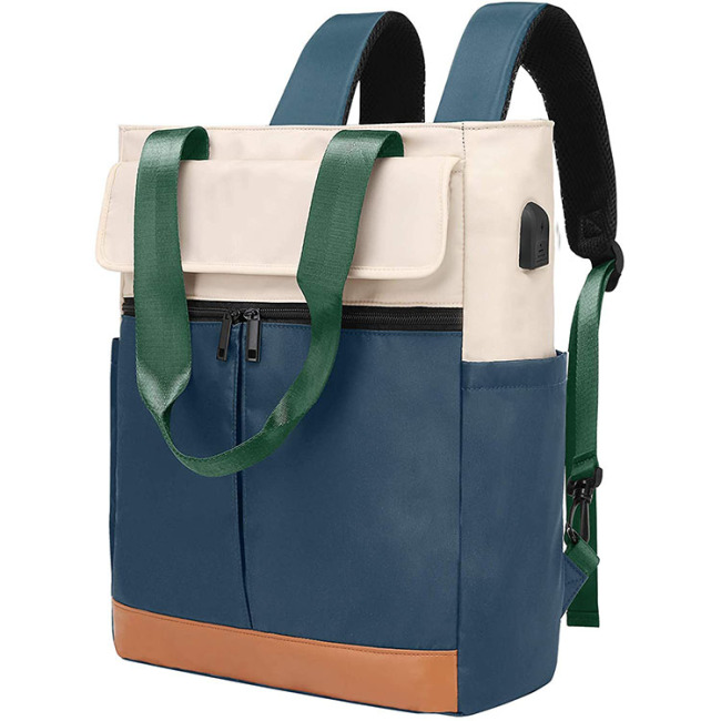 Женский водостойкий тканевый конвертируемый рюкзак-тоут рюкзак для ноутбука с широким верхом, открытым колледжем, школой, повседневная сумка для путешествий