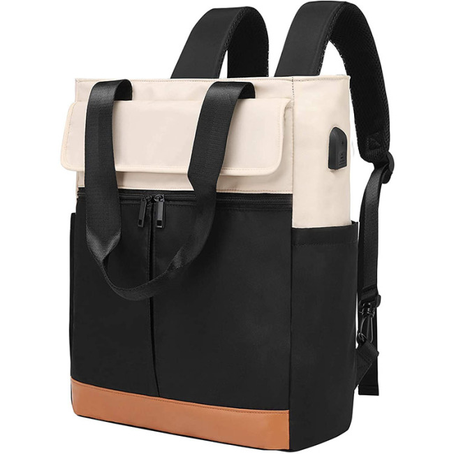 Mochila feminina de tecido à prova d'água conversível mochila mochila para notebook com abertura superior aberta faculdade bolsa casual de viagem escolar