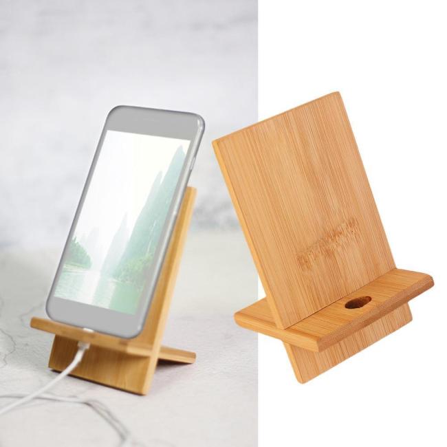 Suporte de madeira de bambu para telefone, suporte para smartphone móvel, tablet, mesa, suporte para celular
