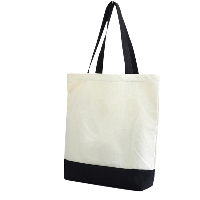 Sacola de lona preta com impressão personalizada sacola promocional de lona 100% algodão no atacado