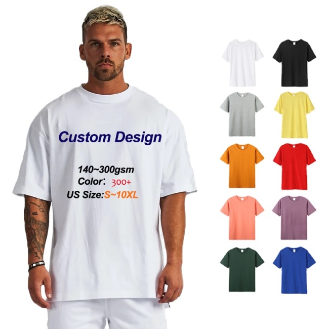 Camiseta de talla grande de algodón de primera clase con logotipo personalizado para hombre, camiseta personalizada con estampado liso, camiseta de gran tamaño