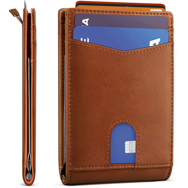 Мужской тонкий двойной бумажник Блокировка RFID Минималистские кошельки с передним карманом для мужчин