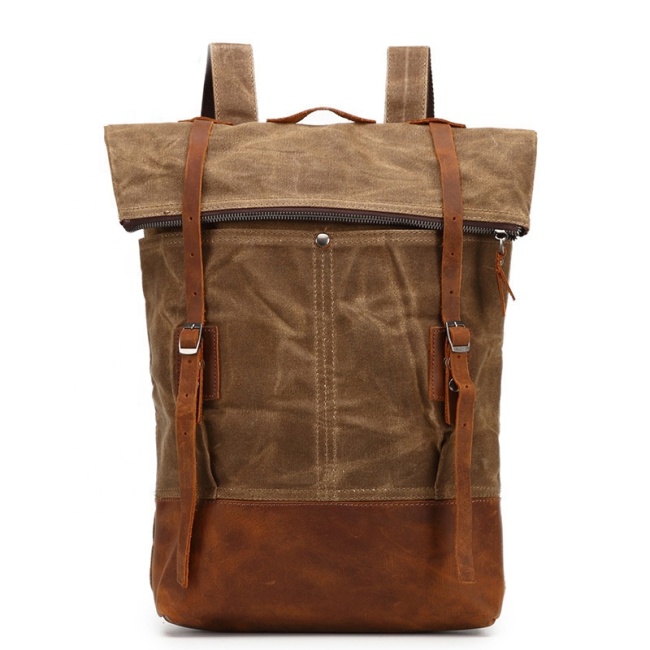 Ретро натуральная кожа водонепроницаемый ноутбук с логотипом на заказ оптом рюкзак мужской винтажный школьный вощеный дорожный холщовый рюкзак сумка