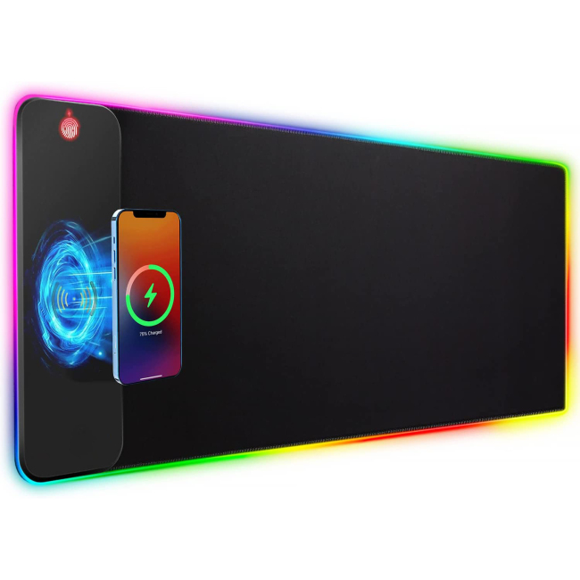 Multi Function 15w Wireless Charger Custom Logo Wireless Charging Big Size Rgb Led Gaming Mousepad Mouse Pad
