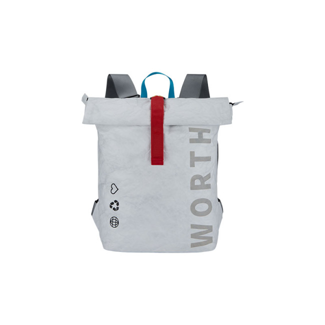 Worthfind Custom Dupont Tyvek Paper Bag Rolling Backpack Экологичный переработанный рюкзак Roll Top Fashion Travel Bagpack