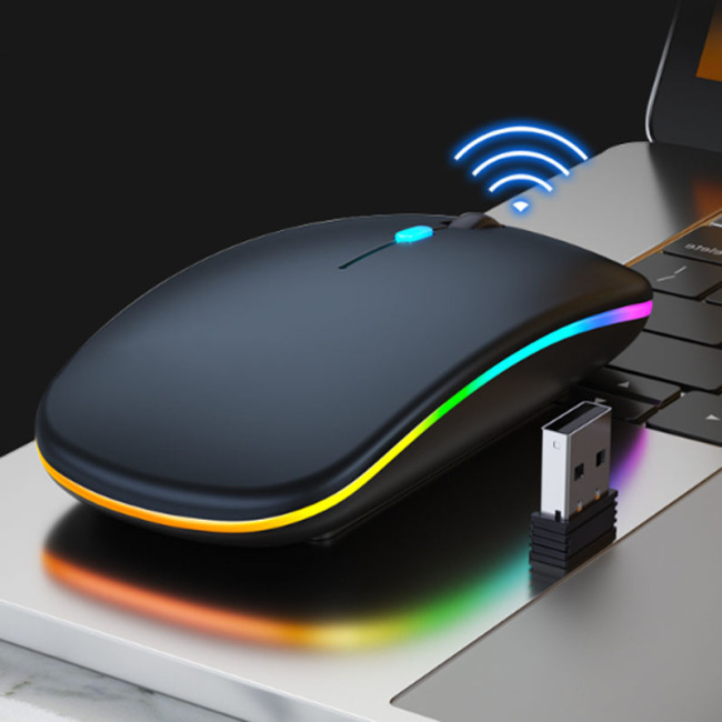 Egér inalambrico Ultra-vékony újratölthető színes 2.4 GHz-es optikai számítógépes vezeték nélküli játék egér