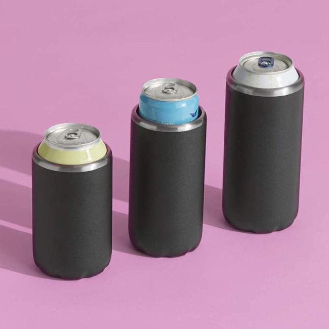 Garrafa de cerveja de aço inoxidável de parede dupla 12 onças isolada refrigerador de latas fino suporte para refrigerador de latas