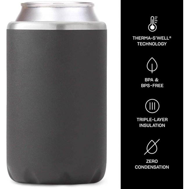 Enfriador de latas aislado de botella de cerveza de acero inoxidable de doble pared de 12oz, soporte delgado para enfriador de latas