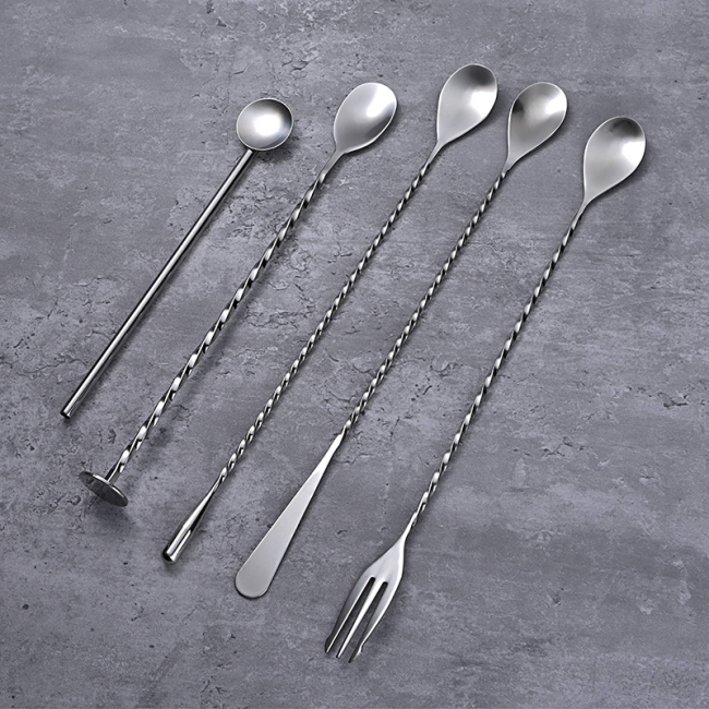 Hot Sell Cocktail Spoon Food Grade Stainless Steel Mixing Stirring Spoon for Barware