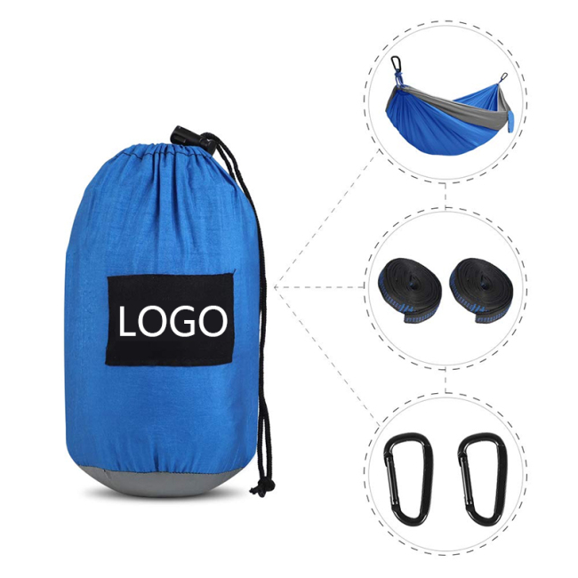 Fabricante BAJO MOQ Entrega rápida Hamaca de camping ligera de viaje individual y doble personalizada al aire libre