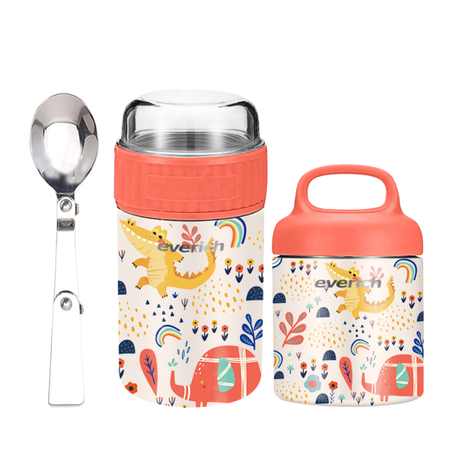 Colorful Printed Stainless Steel Lunch Box Vacuum Insulated Pot 24 Hours 500ml Thermo For Lunch Keeper Jar Food Containers
