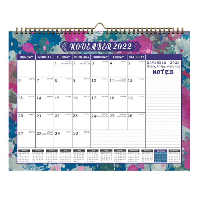 Spirál fali naptár Oem Planner Home 365 napos egyedi nyomtatási naptár 2023