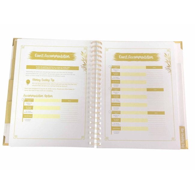 Libro de planificador de bodas y organizador con logotipo personalizado A4/ A5 cuaderno espiral dorado planificador de bodas