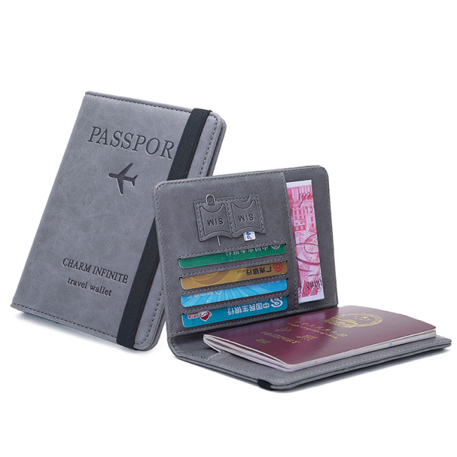 Bőr kártya pénztárca útlevéltasak, RFID blokkoló útlevéltartó