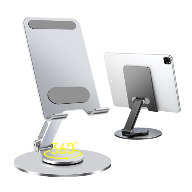 Soporte plegable para teléfono de escritorio 360 soportes giratorios de aluminio para teléfono móvil