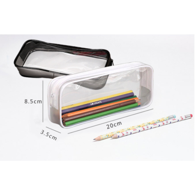 Átlátszó tolltartó / átlátszó PVC nagy kapacitású tolltartó / tolltáska Kozmetikai tasak cipzárral iskolai irodába