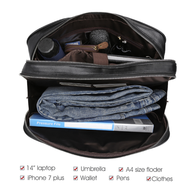 Black Soft Genuine Leather Business Bag For Men Small Slim Handbag Shoulder Bag Cowhide Leather Briefcase Laptop Bag